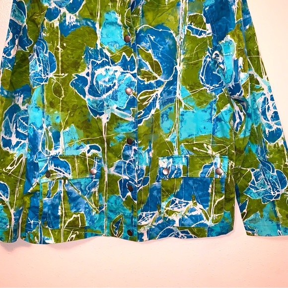 Additions by Chicos Size 1 Medium Snap Front Modern Print Cotton Spandex Jacket - Picture 4 of 8